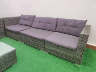 Conjunto de jardín ratán y cristal