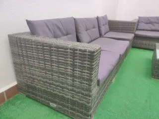 Conjunto de jardín ratán y cristal