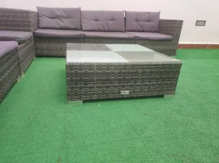 Conjunto de jardín ratán y cristal