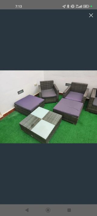 Conjunto de jardín ratán y cristal