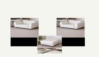 2 sofas individuales de cuero y un puf a juego