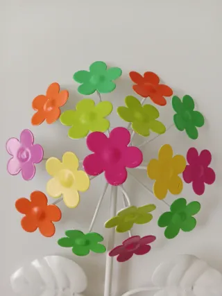 Pareja colgadores metal flores multicolor