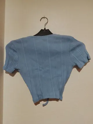 Camiseta Zara azul fruncida talla S