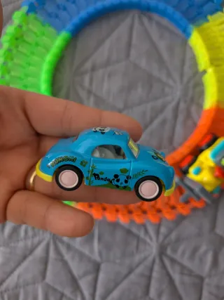 Mini pista de coches desmontable con 2 coches