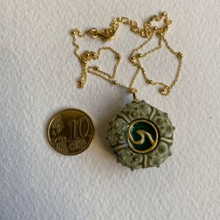 Collar erizo de mar plata y oro