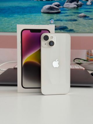 iPhone 14 128GB Blanco Impecable + Caja + Cargador