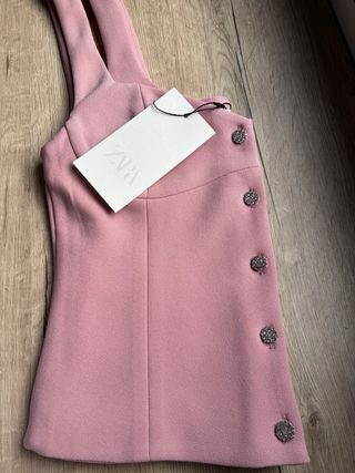 Top Zara Botones Joya Rosa