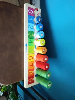 Juguete madera educativo números y aros