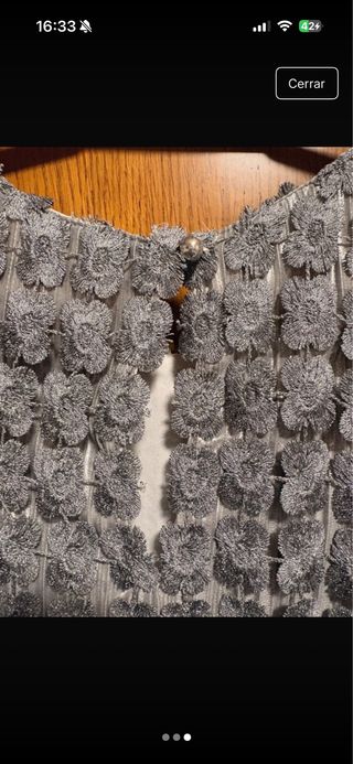 Vestido largo fiesta gris y blanco Talla M