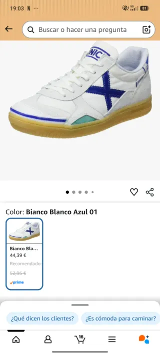 Zapatilla Munich Gresca Unisex Beige/Azul