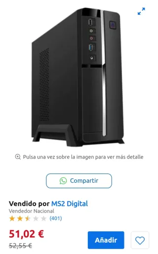 Caja Slim MicroATX/Mini-ITX SFX 500W TQC-3005U3