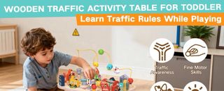 Mesa Actividades Montessori Tráfico Madera