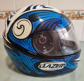 Casco Moto Lazer Negro y Azul