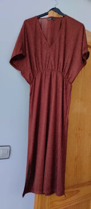 Vestido punto fino Pull&Bear Talla L Teja