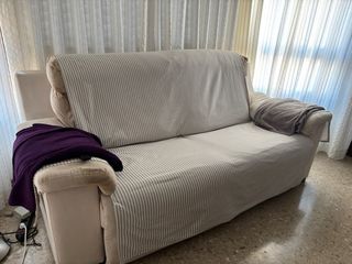 Sofá 3 plazas reclinable beige