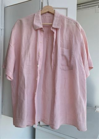 Camisa lino rosa pastel