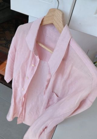 Camisa lino rosa pastel