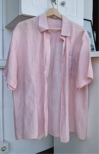 Camisa lino rosa pastel