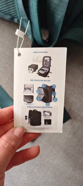 Mochila de cabina color verde azulado