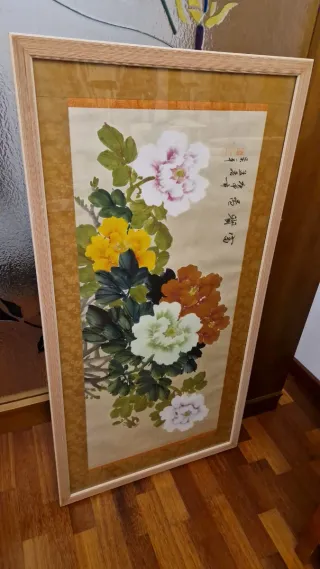 Cuadro flores pintadas a mano