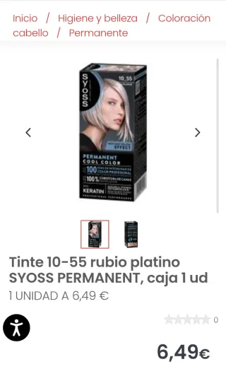 Tinte permanente cabello