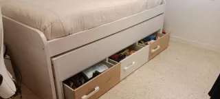 Cama nido con cajones madera y tela