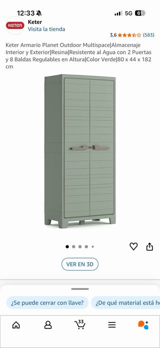 Mueble de resina para exterior