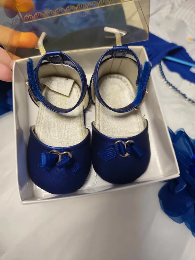 Vestido de fiesta bebé azul y blanco evento