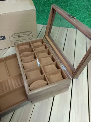 SONGMICS Caja Relojes 12 Ranuras Marrón