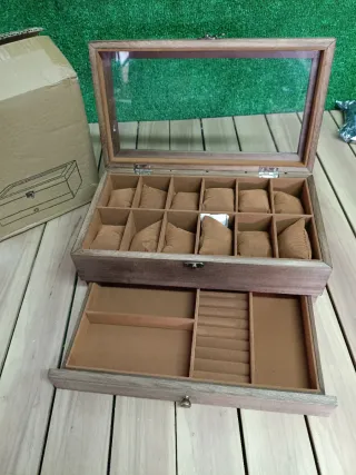 SONGMICS Caja Relojes 12 Ranuras Marrón