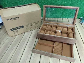 SONGMICS Caja Relojes 12 Ranuras Marrón