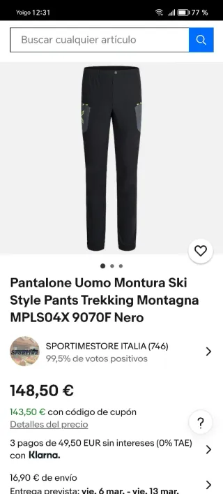 Pantalón Montura Trekking Negro/Amarillo