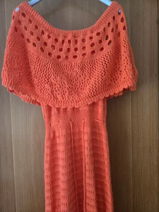 Vestido largo naranja crochet