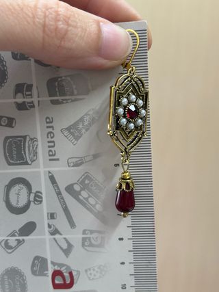 Pendientes Vintage Aleación Zinc Rojo Dorado