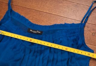 Top Massimo Dutti azul seda tirantes fluido