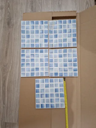 Azulejos mosaico azul y blanco x5. 20cmx20cm