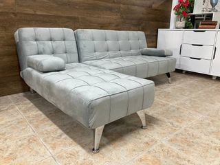 Sofá Cama Gris Terciopelo