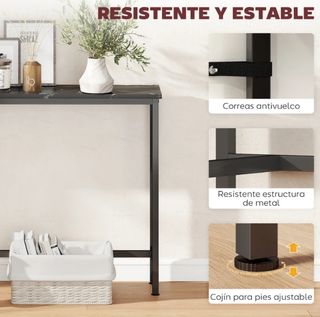 Consola recibidor estrecha mármol y metal