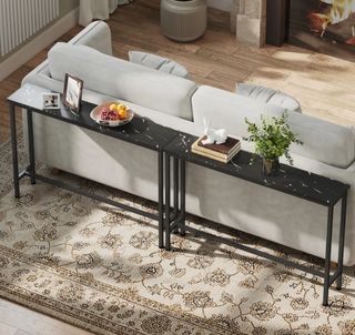 Consola recibidor estrecha mármol y metal