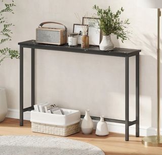 Consola recibidor estrecha mármol y metal