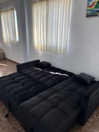 Sofá cama chaise longue negro NUEVO