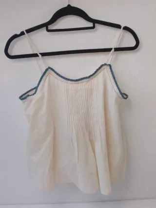 Top Zara Beige y Azul Talla M