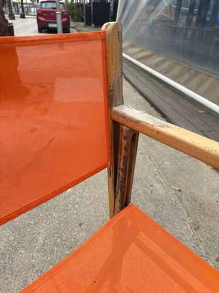 Silla de director madera y tela naranja