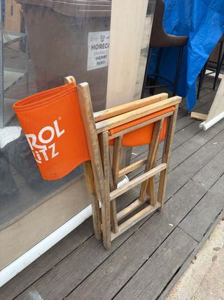 Silla de director madera y tela naranja