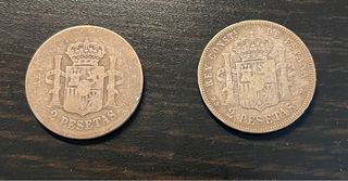 2 Pesetas España 1882 y 1884