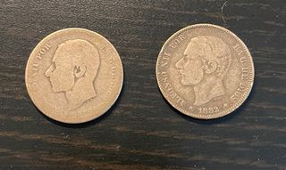 2 Pesetas España 1882 y 1884