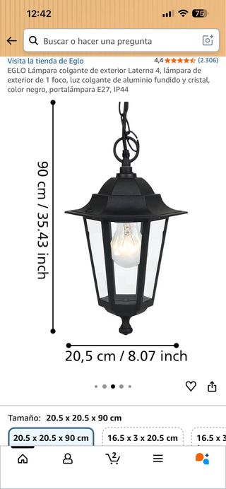 Lámpara Colgante Exterior EGLO Laterna 4