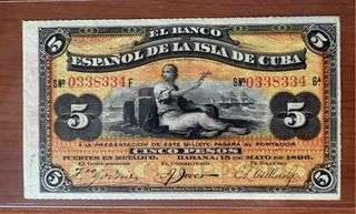 Lote 7 Billetes Banco Español de La Isla de Cuba