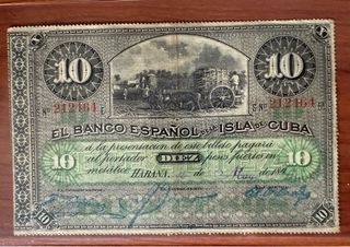 Lote 7 Billetes Banco Español de La Isla de Cuba