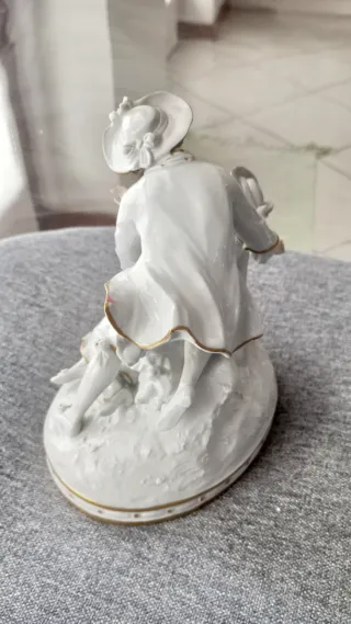 Coppia porcellana Sitzenforf  Dresda bianca e oro